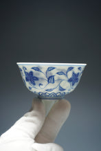 Load image into Gallery viewer, Wood Fired Qinghua 4 Seasons Flower Jingdezhen Porcelain Teacup 柴窑青花四季花杯 140ml
