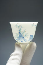 Load image into Gallery viewer, Wood Fired Doucai Bamboo and Stone Jingdezhen Porcelain Teacup 柴窑斗彩石竹杯 90ml
