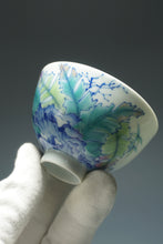 Load image into Gallery viewer, Wood Fired Doucai Bird and Banana Leaf Jingdezhen Porcelain Teacup 柴窑斗彩蕉叶杯 100ml
