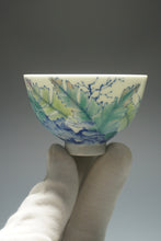 Load image into Gallery viewer, Wood Fired Doucai Bird and Banana Leaf Jingdezhen Porcelain Teacup 柴窑斗彩蕉叶杯 100ml

