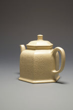 Load image into Gallery viewer, Fully Handmade Pear Skin Benshan Duanni Hexagon Xiaojinzhong Teapot with carvings by Liu Wei 全手工刘伟梨皮本山段六方小金钟 110ml
