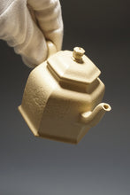 Load image into Gallery viewer, Fully Handmade Pear Skin Benshan Duanni Hexagon Xiaojinzhong Teapot with carvings by Liu Wei 全手工刘伟梨皮本山段六方小金钟 110ml
