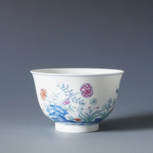 Load image into Gallery viewer, Wood Fired Doucai Butterfly and Flowers Jingdezhen Porcelain Teacup 柴窑斗彩花蝶杯 115ml
