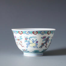 Load image into Gallery viewer, Wood Fired Doucai Eight Immortals Jingdezhen Porcelain Teacup 柴窑斗彩八仙杯 125ml
