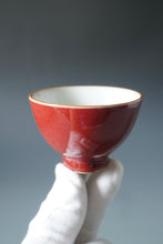 Load image into Gallery viewer, Red Ruyao Tall Chicken Heart Teacup by Shan Kilns 善窑汝窑霁红高鸡心杯 110ml

