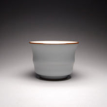 Load image into Gallery viewer, 100ml Moon White Ruyao Bamboo Shape Teacup, 月白汝窑茶杯
