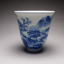 Load image into Gallery viewer, Qinghua Landscape Flower Goddess Jingdezhen Porcelain Teacup, 重工青花山水花神杯
