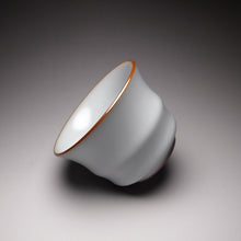 Load image into Gallery viewer, 100ml Moon White Ruyao Bamboo Shape Teacup, 月白汝窑茶杯
