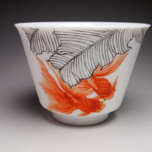 Load image into Gallery viewer, Fencai Goldfish Tianbai Porcelain Teacup 金鱼杯
