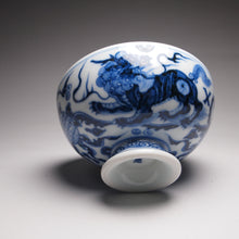 Load image into Gallery viewer, Qinghua Xiezhi High-Base Jingdezhen Porcelain Teacup, 青花高足宽口杯（獬豸）

