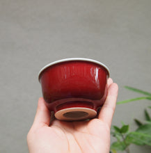 Load image into Gallery viewer, 120ml Fanggu Technique Bird and Bamboo Jihong and Qinghua Porcelain Teacup 璟色堂霁红杯
