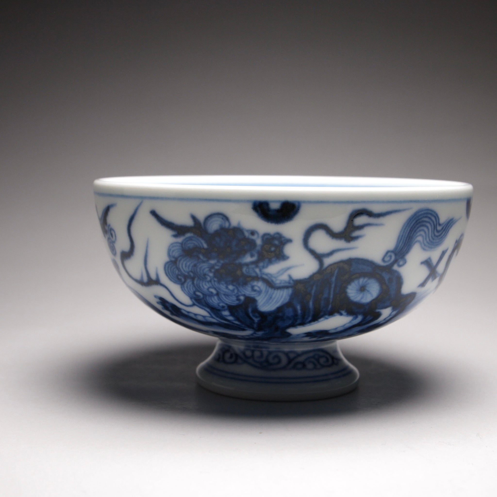 Qinghua Xiezhi High-Base Jingdezhen Porcelain Teacup, 青花高