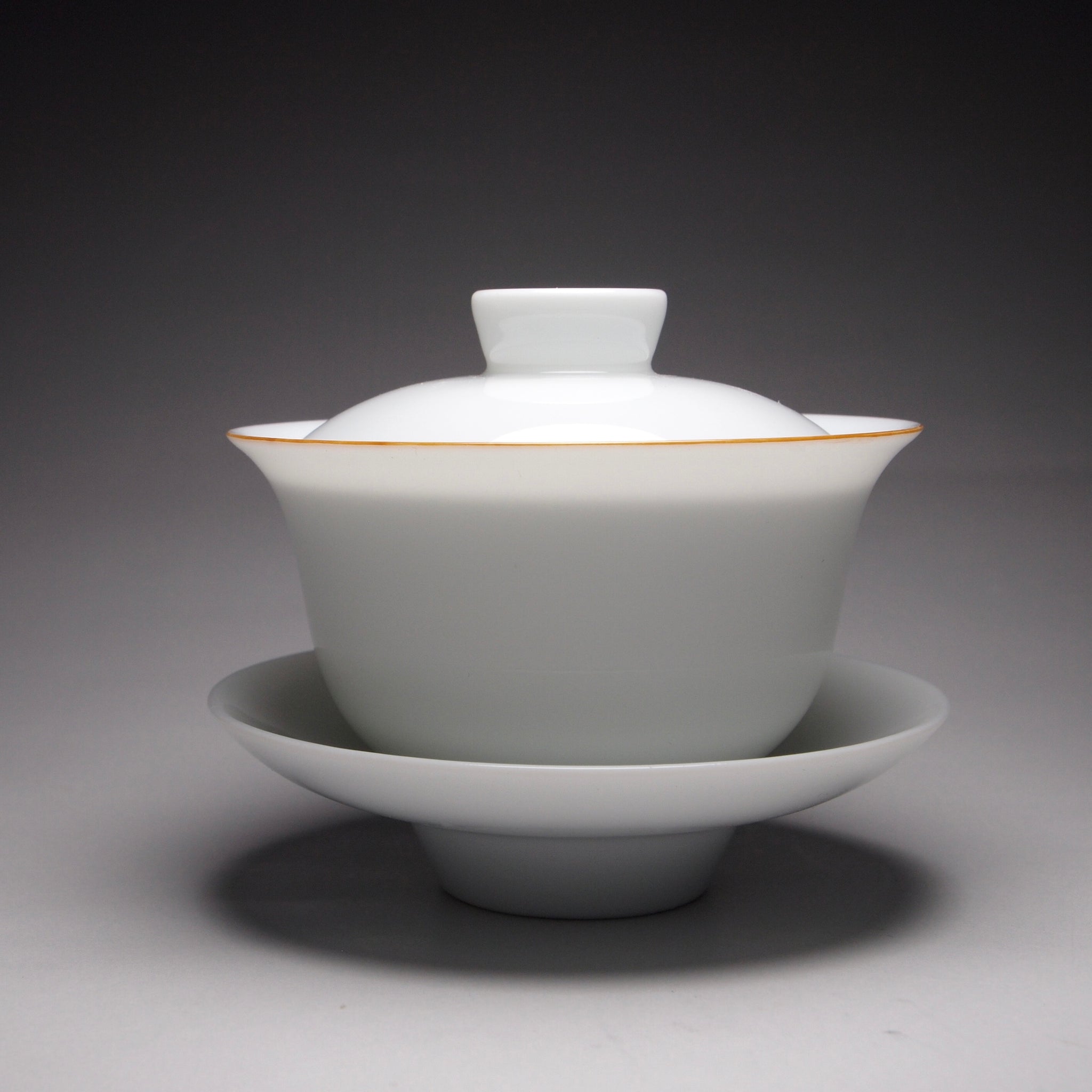 110ml Classic Jingdezhen Porcelain Gaiwan with Brown Rim 甜