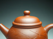 Load image into Gallery viewer, Xiao Hongni Tall Julun Yixing Teapot with Carving of Bamboo, 小红泥巨轮壶, 135ml
