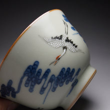 Load image into Gallery viewer, 160ml Fencai and Qinghua Hand Painted Azure Ruyao Teacup 汝窑青花粉彩杯
