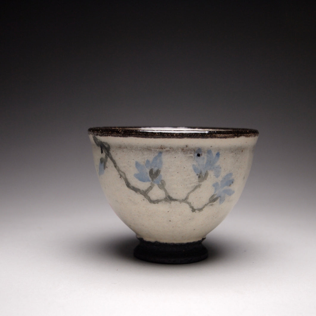 Blue blossoms Kohiki style stoneware teacups, 36ml