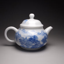 Load image into Gallery viewer, 205ml Qinghua Hand Painted Lanscape Jingdezhen Porcelain Teapot, 甜白釉重工山水壶
