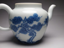 Load image into Gallery viewer, Imperfect Wood Fired Fanggu Jingdezhen Porcelain Teapot with Qinghua Garden Motif, 柴窑仿古青花岁寒三友壶 225ml
