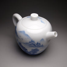Load image into Gallery viewer, 230ml Qinghua Hand Painted Lanscape Jingdezhen Porcelain Teapot, 甜白釉重工山水壶
