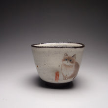 Load image into Gallery viewer, Four-sided Kitty Cat Kohiki style stoneware teacups, 50ml
