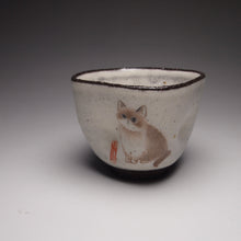 Load image into Gallery viewer, Four-sided Kitty Cat Kohiki style stoneware teacups, 50ml
