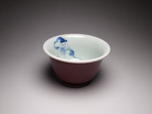 Load image into Gallery viewer, 100ml Fanggu Technique Cat and Fish, Jihong and Qinghua Porcelain Teacup 青花霁红杯
