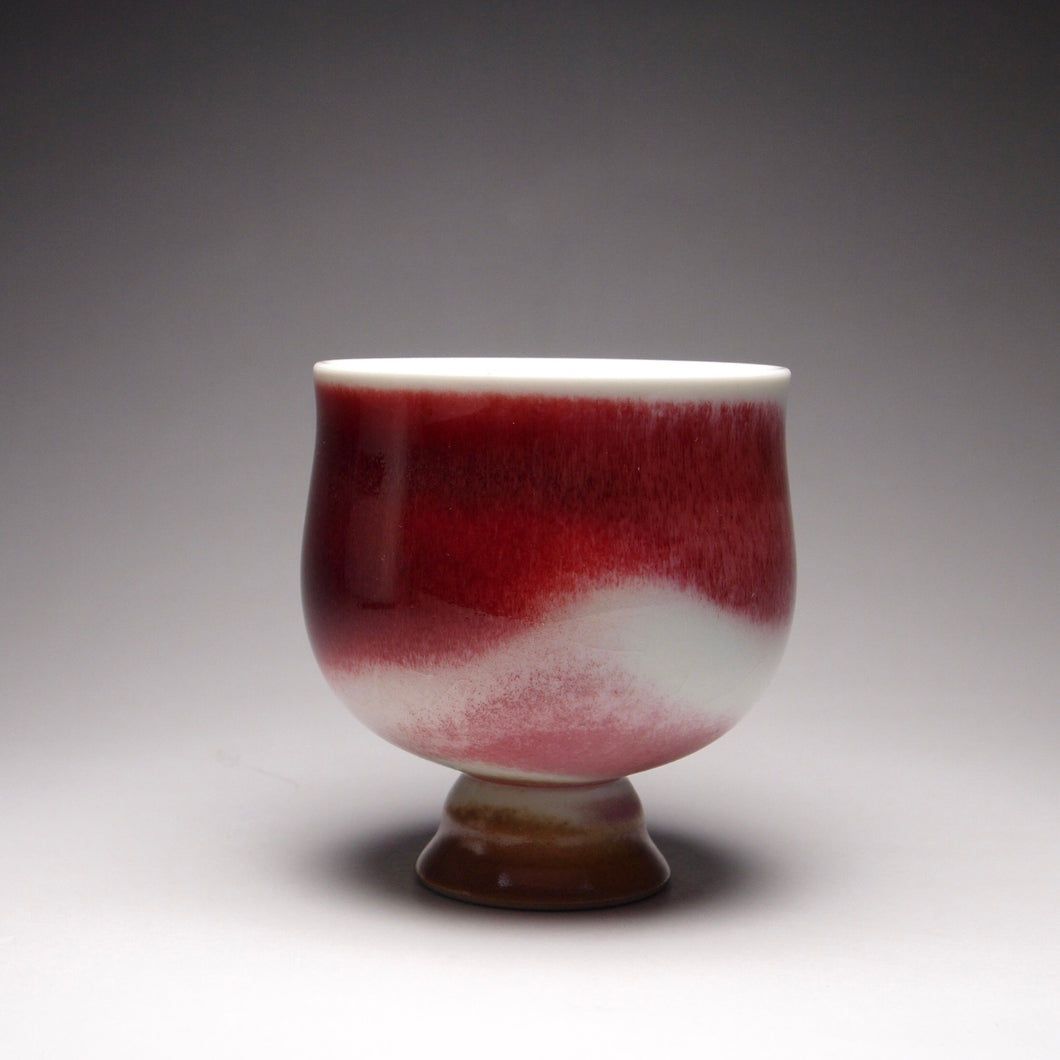 Red glazed stoneware teacup 素直陶艺高足杯 75ml