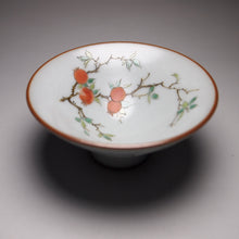Load image into Gallery viewer, Pomegranate Falangcai Hand Painted Moon White Ruyao Teacup, 汝窑石榴月白杯, 80ml
