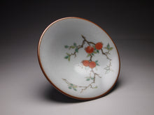 Load image into Gallery viewer, Pomegranate Falangcai Hand Painted Moon White Ruyao Teacup, 汝窑石榴月白杯, 80ml
