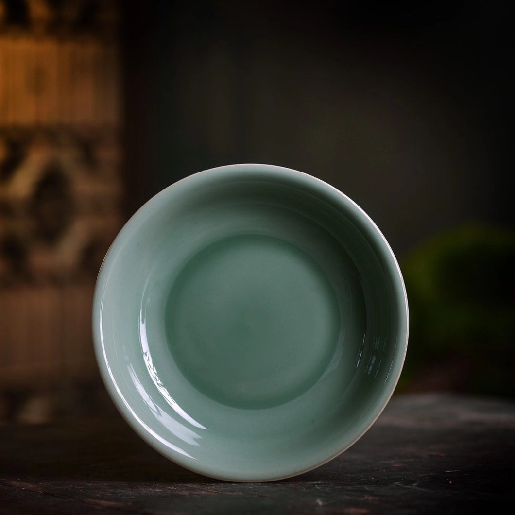 Celadon Porcelain Curved Saucer Teapot or Gaiwan from Jingdezhen