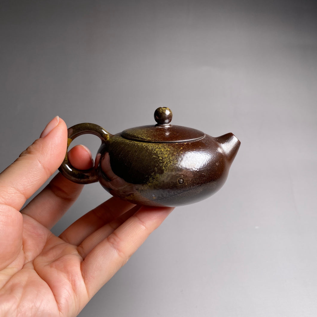 Wood Fired Bian Xishi Nixing Teapot, 柴烧坭兴西施壶 by Liang Xin, 70ml