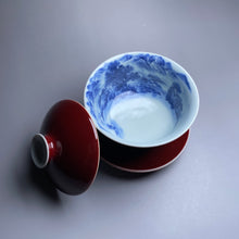 Load image into Gallery viewer, Jihong Glaze Qinghua Beautiful Land Jingdezhen Porcelain Gaiwan
