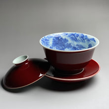 Load image into Gallery viewer, Jihong Glaze Qinghua Beautiful Land Jingdezhen Porcelain Gaiwan
