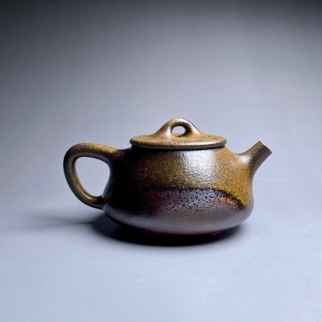 Wood Fired Small Shipiao Dicaoqing Yixing Teapot, 柴烧底槽青石瓢壶, 120ml