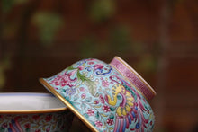 Load image into Gallery viewer, Dragon and Phoenix Falangcai Qinghua Jingdezhen Porcelain Teacup, 青花珐琅彩龙凤纹压手杯，100ml
