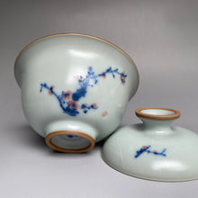 Load image into Gallery viewer, Plum Blossoms on Moon White Ruyao Gaiwan 汝窑月白盖碗
