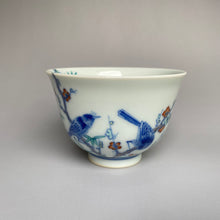 Load image into Gallery viewer, Birds and Flowers Doucai Jingdezhen Porcelain Teacup, 喜上眉梢斗彩杯，100ml

