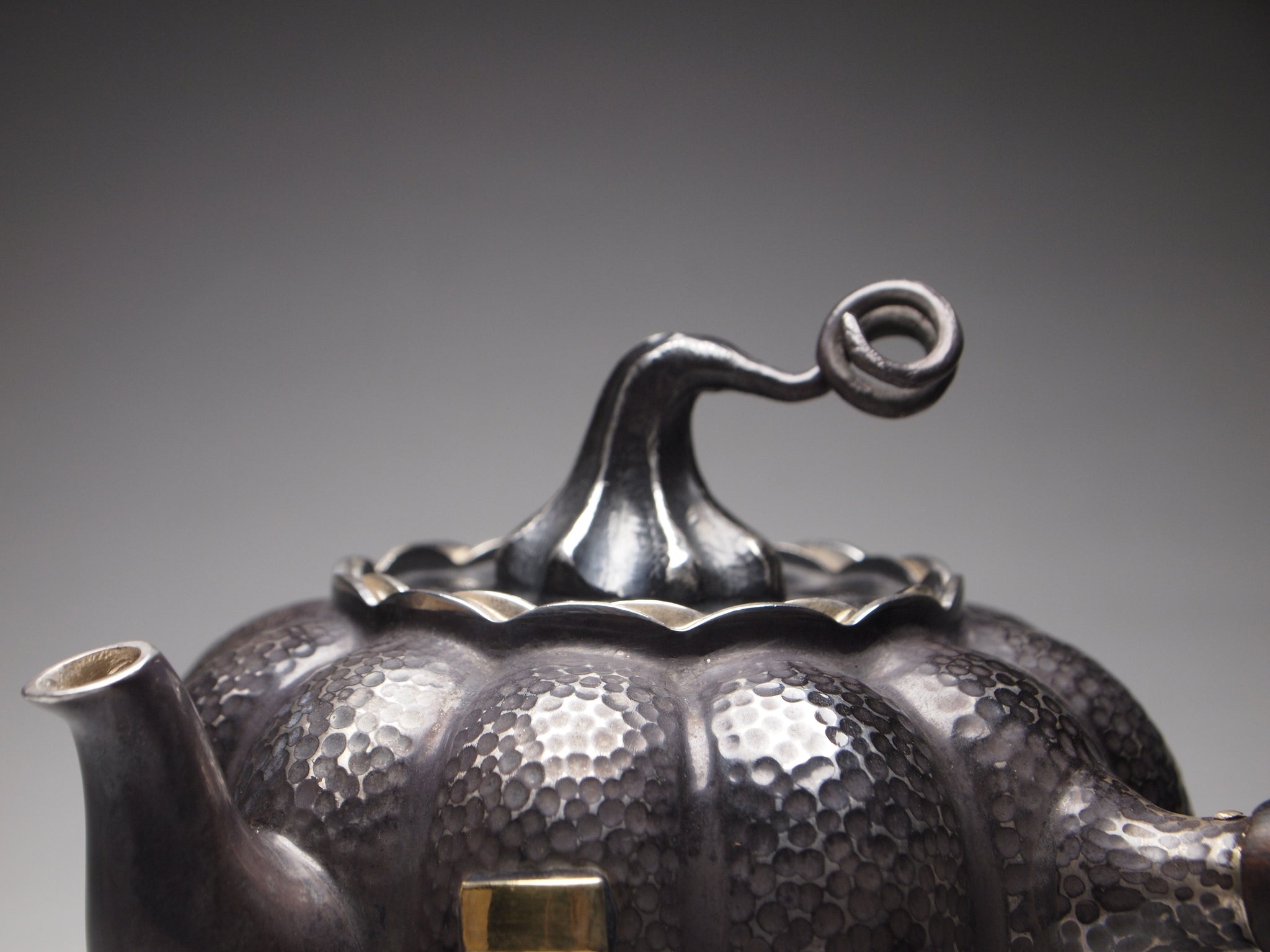 999 Pure Silver Handmade Pumpkin Side Handle Teapot, 全手工纯银999 