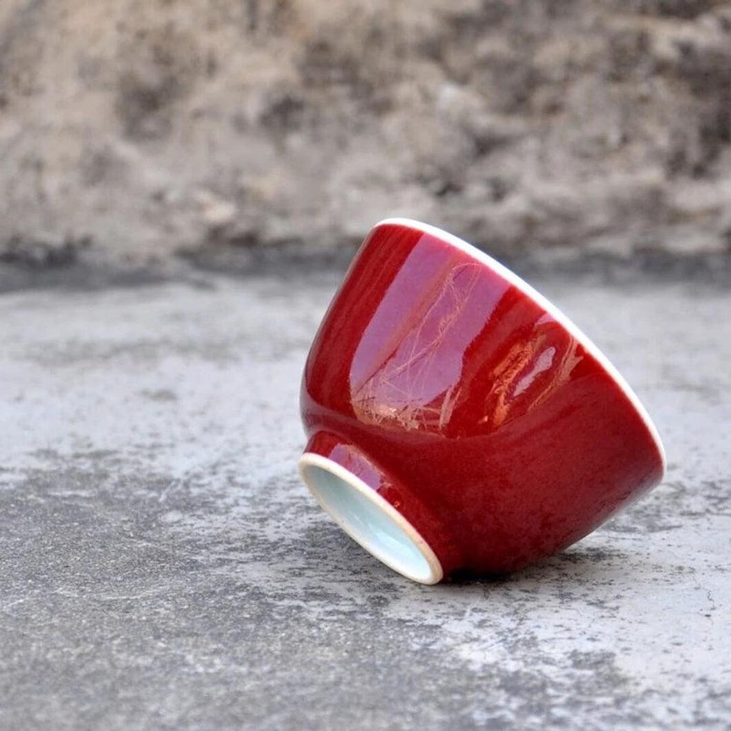 120ml Jihong glaze handmade porcelain cup Fanggu Technique