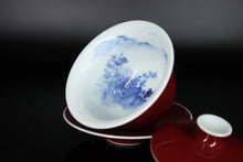 Load image into Gallery viewer, 110ml Jihong Glaze Qinghua Landscape Jingdezhen Porcelain Yulong Gaiwan
