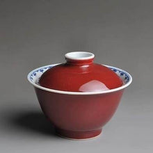 Load image into Gallery viewer, 190ml Jihong glaze Blue-and-White at the rim handmade porcelain  Gaiwan Fanggu Technique
