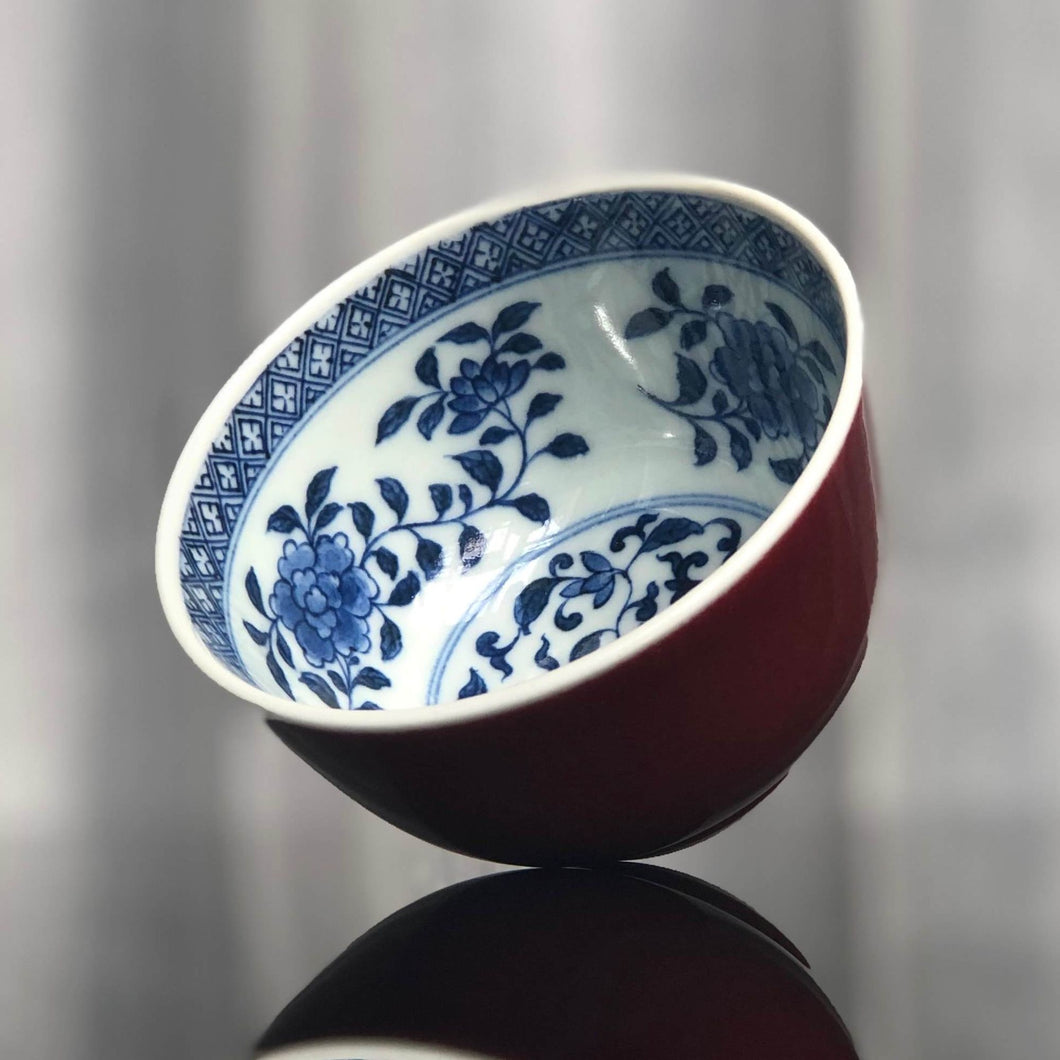 121ml Fanggu Technique Jihong and Qinghua Porcelain Liuhe cup