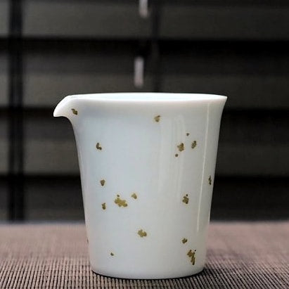 Wide Jingdezhen White Porcelain Fair Cup / Tea Pitcher with Gold