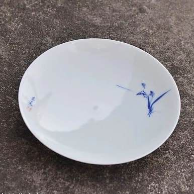 Handmade and painted Qingbai Glaze Blue-and White tea tray (saucer) by Qingkexuan Studio