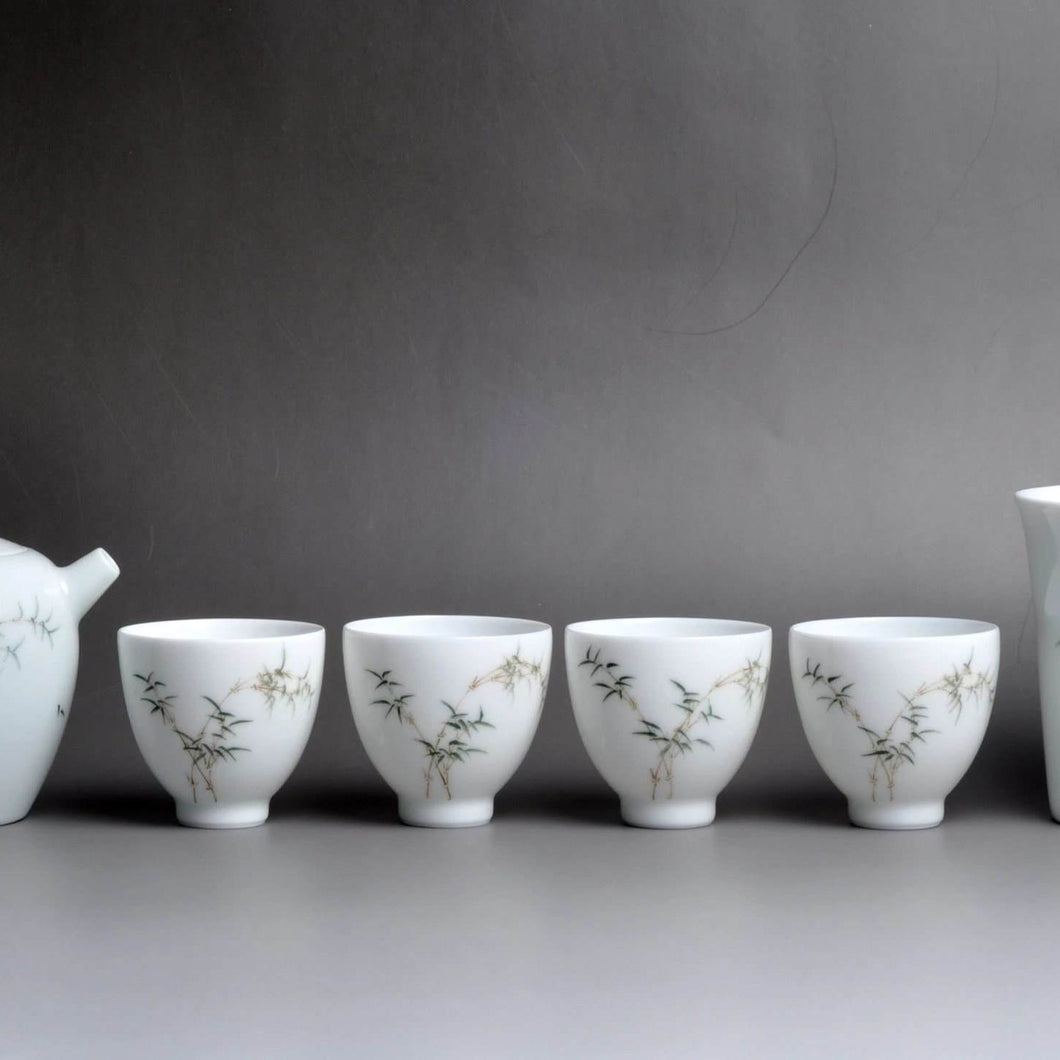 Bamboo Youzhongcai Jingdezhen White Porcelain Teaset (with Teapot)