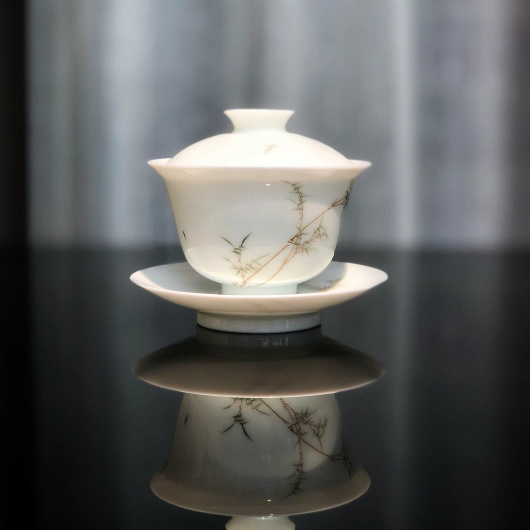 Bamboo Motif Youzhongcai Jingdezhen Porcelain Gaiwan, 110ml