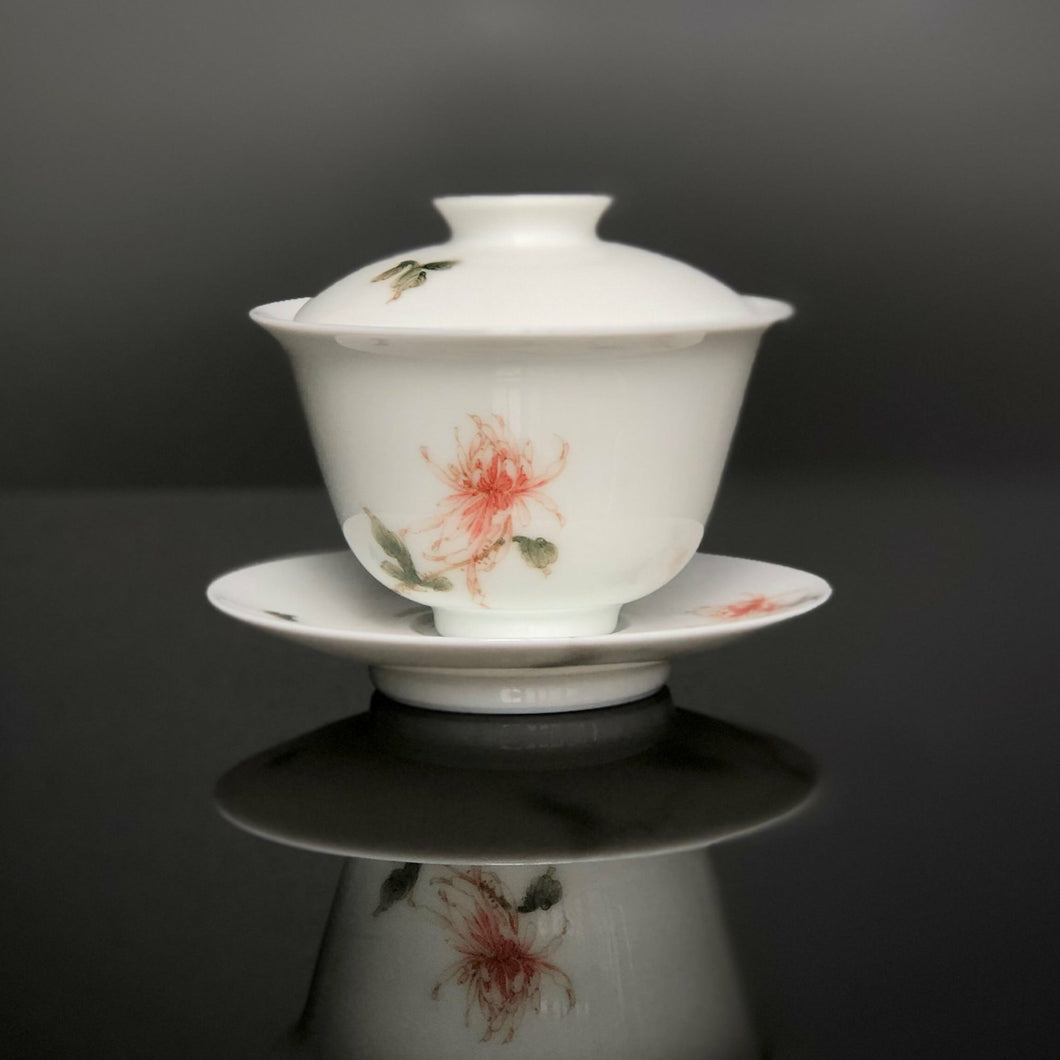 Autumn Chrysanthemum Youzhongcai Jingdezhen Porcelain Gaiwan, 110ml