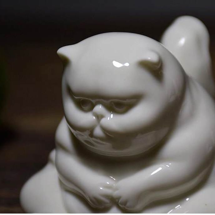 Fat Cat Blanc de Chine Porcelain Tea Pet