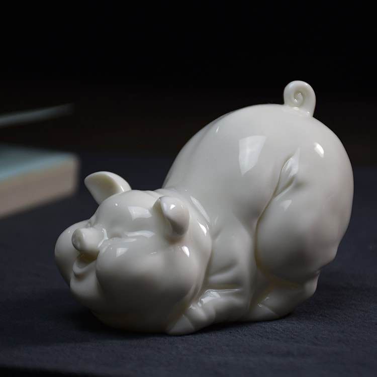 Happy Pig Blanc de Chine Porcelain Tea Pet