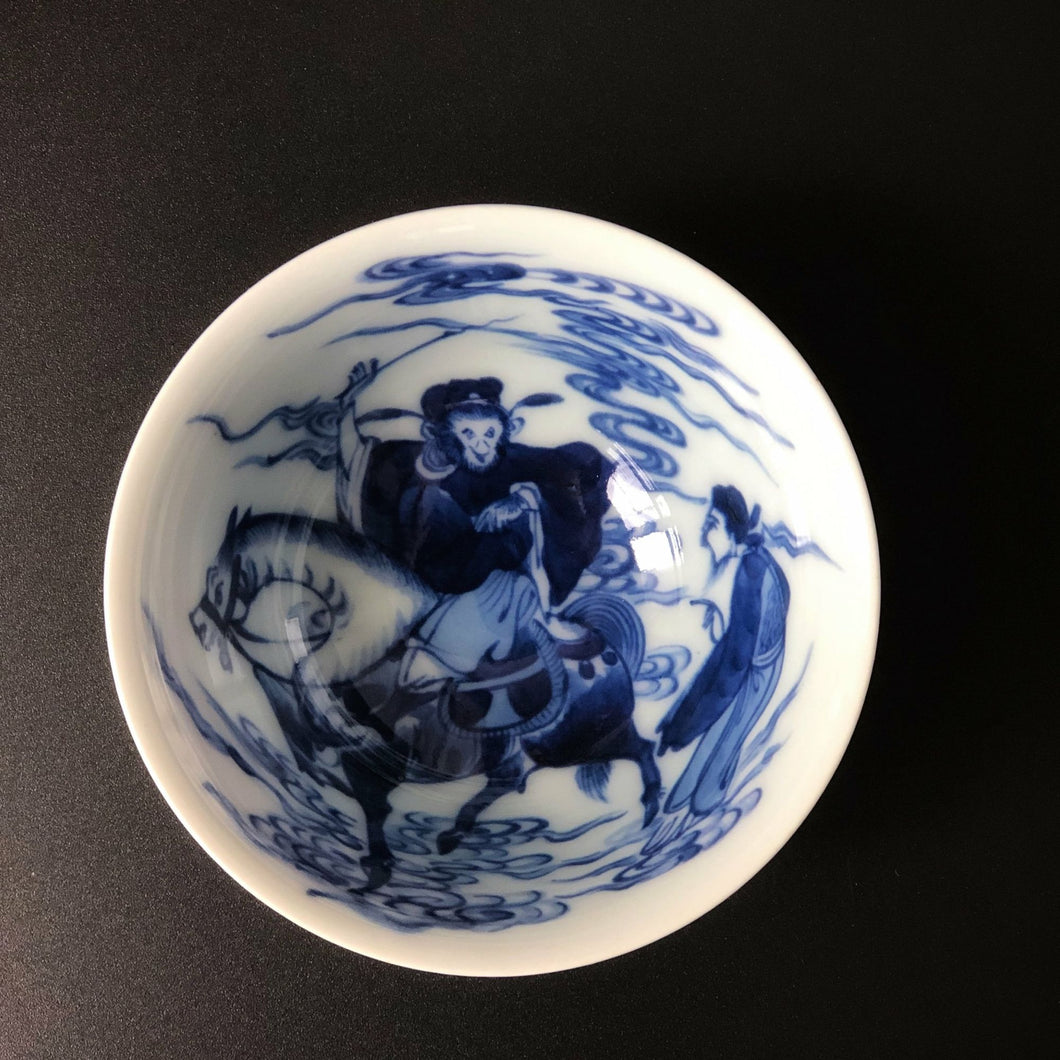 116ml Jihong Glaze Qinghua Porcelain Journey to the West Cup